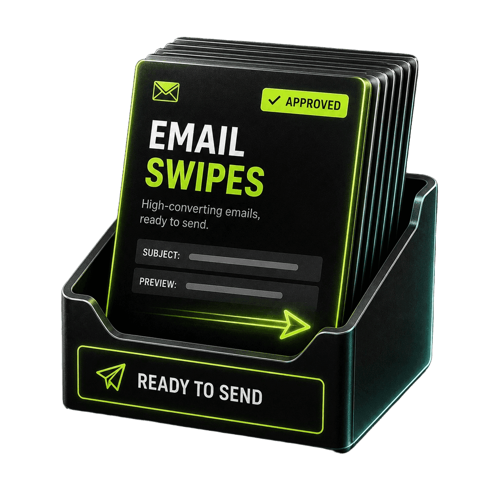 A tray of approved, ready-to-send email swipes